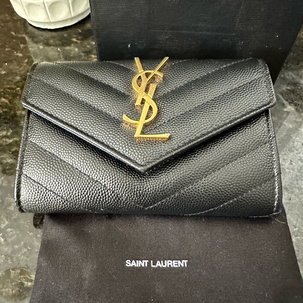 YSL leather wallet with box and dustbag, very good condition